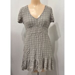 Rewind Flutter Sleeve Skater Dress Medium V Neck Boho Cottagecore Fairy Ruffle